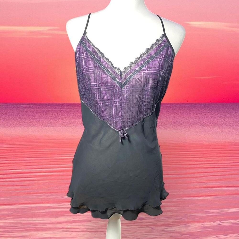 Y2K Purple and Black Lingerie Slip